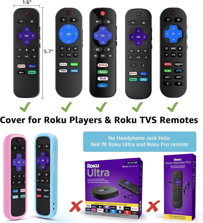 SOTATOO غطاء جهاز التحكم عن بعد 2 حزمة لجهاز Roku، غطاء بطارية لجهاز التحكم عن بعد لتلفاز TCL Roku الذكي، غلاف سيليكون لجهاز التحكم عن بعد لجهاز Roku، غلاف واقي عالمي لجهاز التحكم عن بعد يتوهج في الظلام باللونين الوردي والأزرق - Image 5